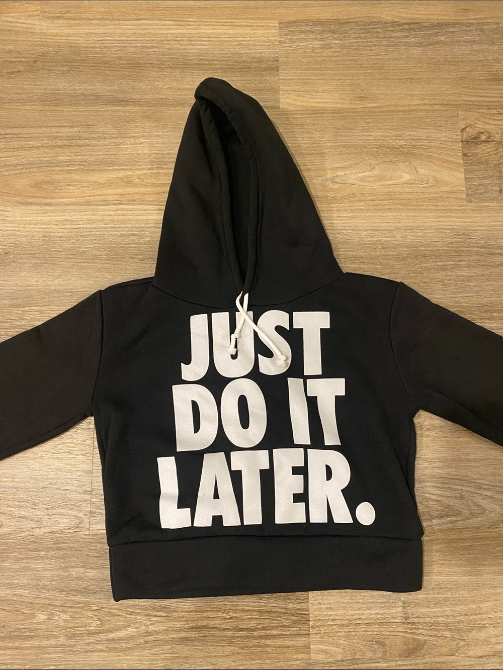 Kids Black Hoodie with "JUST DO IT LATER." Graphic